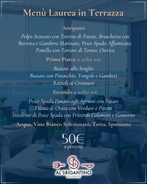 Men&ugrave; Laurea in Terrazza Brigantino